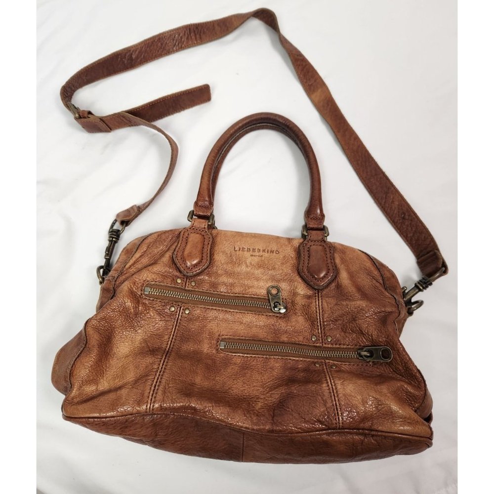 Liebeskind Berlin Double Esther Leather Brown Satchel Purse Crossbody